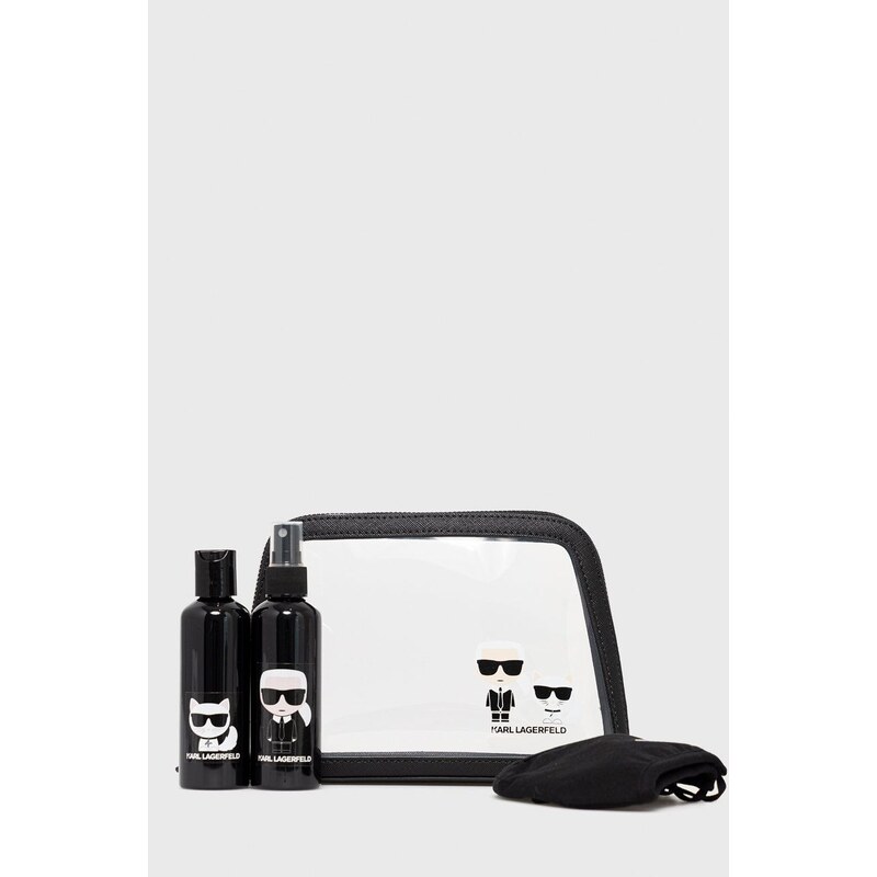 Karl Lagerfeld set da viaggio: beauty, mascherina e due contenitori colore nero