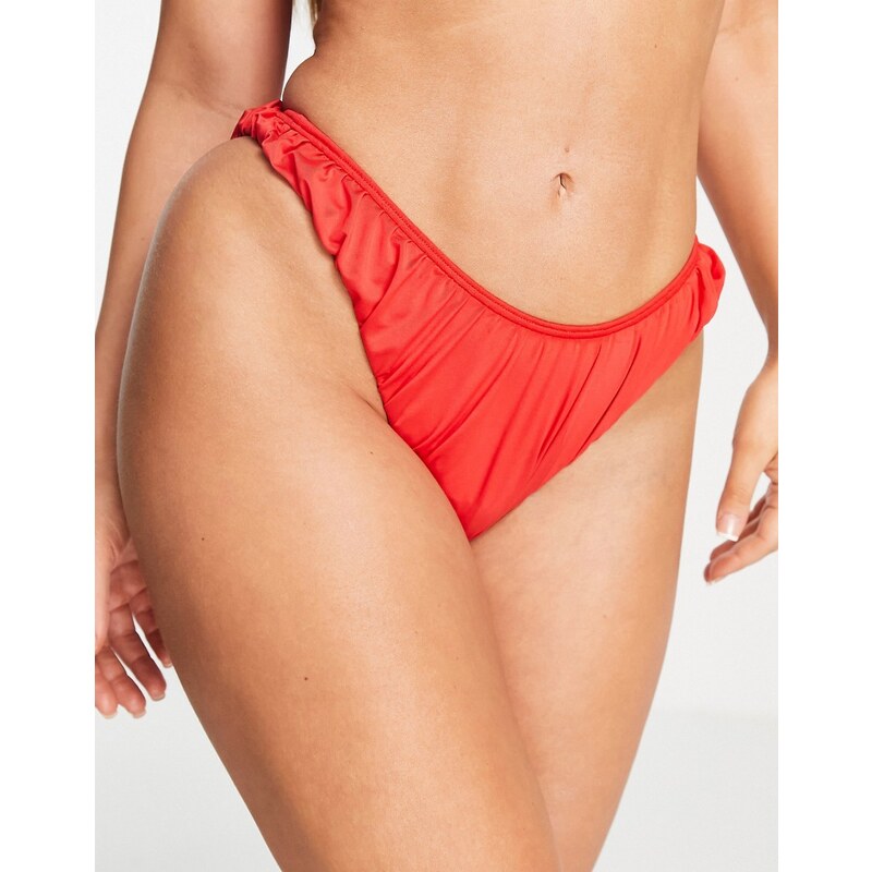 ASOS DESIGN - Slip bikini in rete rossa-Rosso