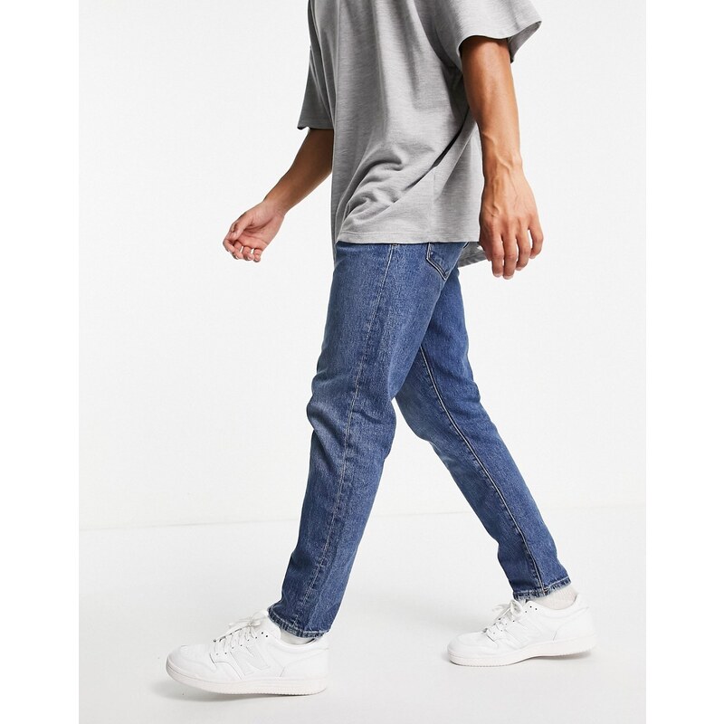 Selected Homme - Jeans slim affusolati blu medio in cotone - MBLUE