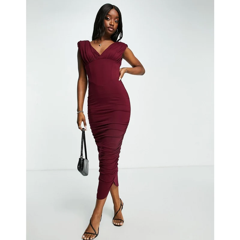 Spalline Imbottite Vestito Lungo Rosso Asos Vestito Rosso Con