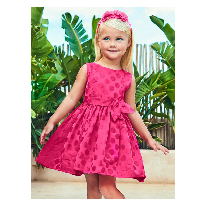 Vestito Per Bambine E Ragazze Mayoral, A Righine, Colore Magenta - Primavera/estate, Materiali Di Qualità