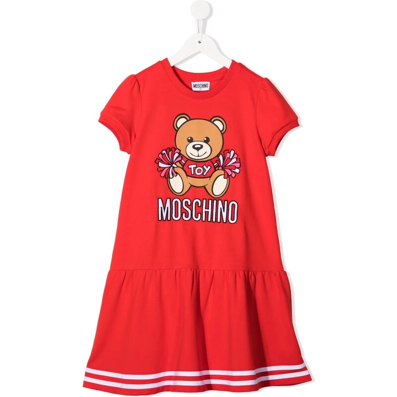 Moschino abito neonata in cotone con rouches rosa