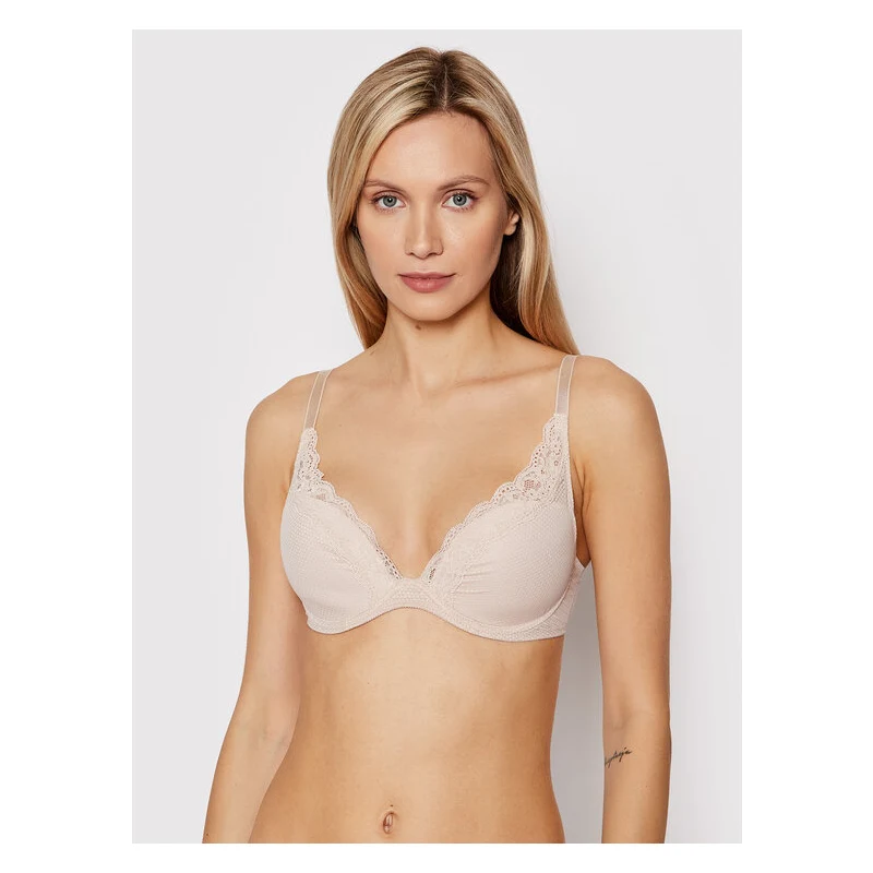 Passionata Brooklyn Reggiseno Con Scollo Profondo Donna - Coppe Lisce, Tulle Grafico, Spalline Regolabili