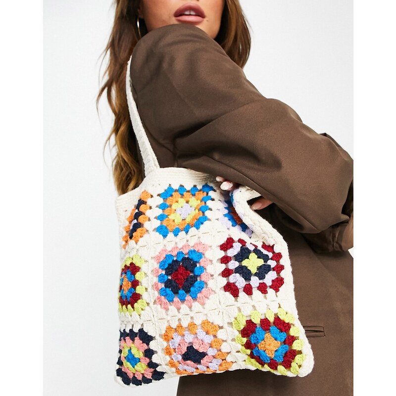 Shopper Asos Borse ASOS DESIGN Borsa Shopper All'uncinetto-Multicolore
