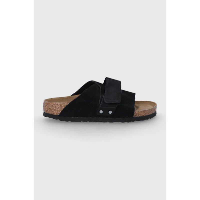 Birkenstock ciabatte slide in camoscio Kyoto donna colore nero 1022566