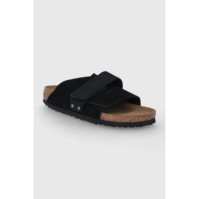 Birkenstock ciabatte slide in camoscio Kyoto donna colore nero 1022566
