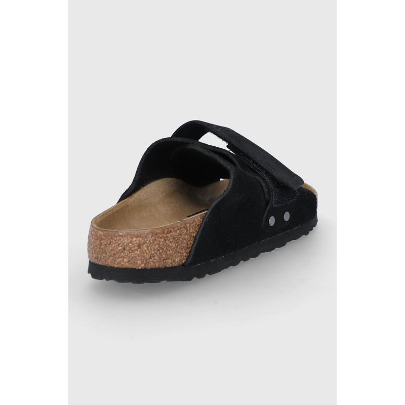 Birkenstock ciabatte slide in camoscio Kyoto donna colore nero 1022566