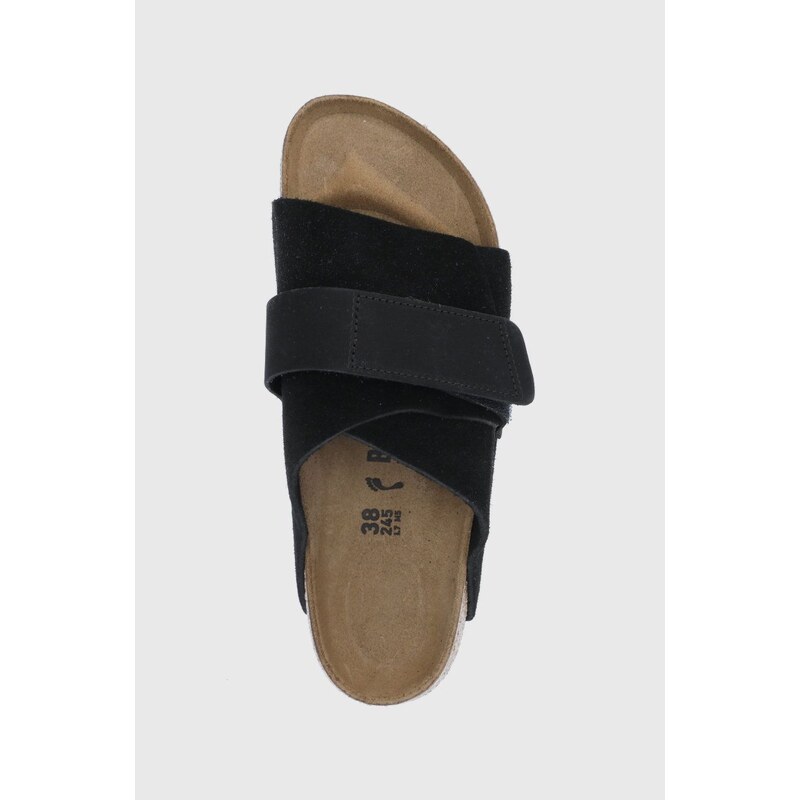 Birkenstock ciabatte slide in camoscio Kyoto donna colore nero 1022566