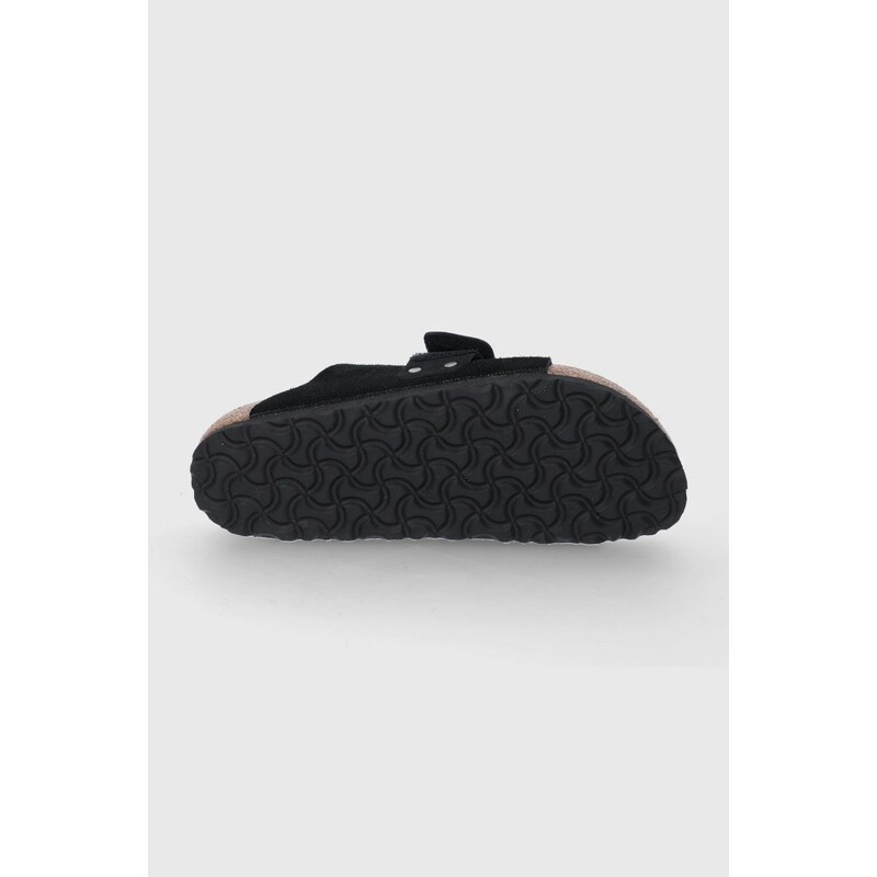Birkenstock ciabatte slide in camoscio Kyoto donna colore nero 1022566