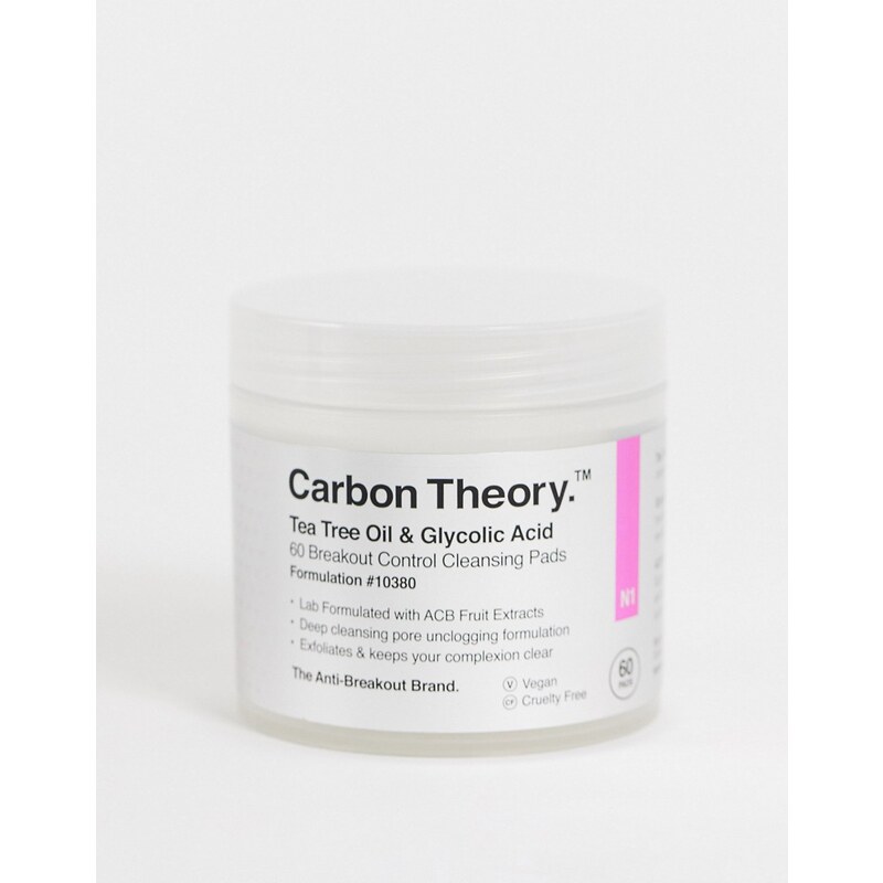 Carbon Theory - 60 dischetti detergenti anti imperfezioni all'olio di tea tree e acido glicolico-Nessun colore