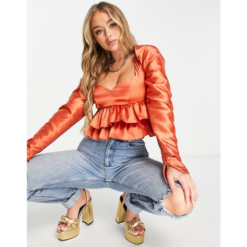 Top Avvolgente Danza Del Ventre In Raso - Maniche A Campana, Stile Zingaro/Boho