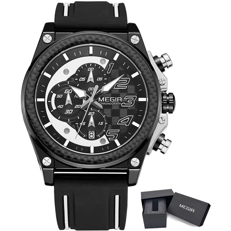 MEGIR Orologi Sportivi Da Uomo Cinturino In Silicone Orologio Al Quarzo Militare Orologio Cronografo Da Uomo Di Lusso Casual Moda Orologi Da Polso Impermeabili