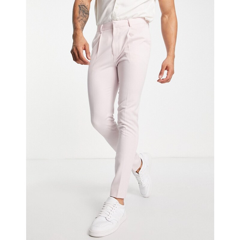 ASOS DESIGN - Pantaloni da abito skinny rosa pastello