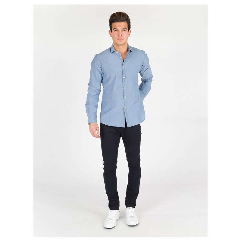B-style Camicia In Cotone Blu Chiaro Classiche Uomo Taglia S