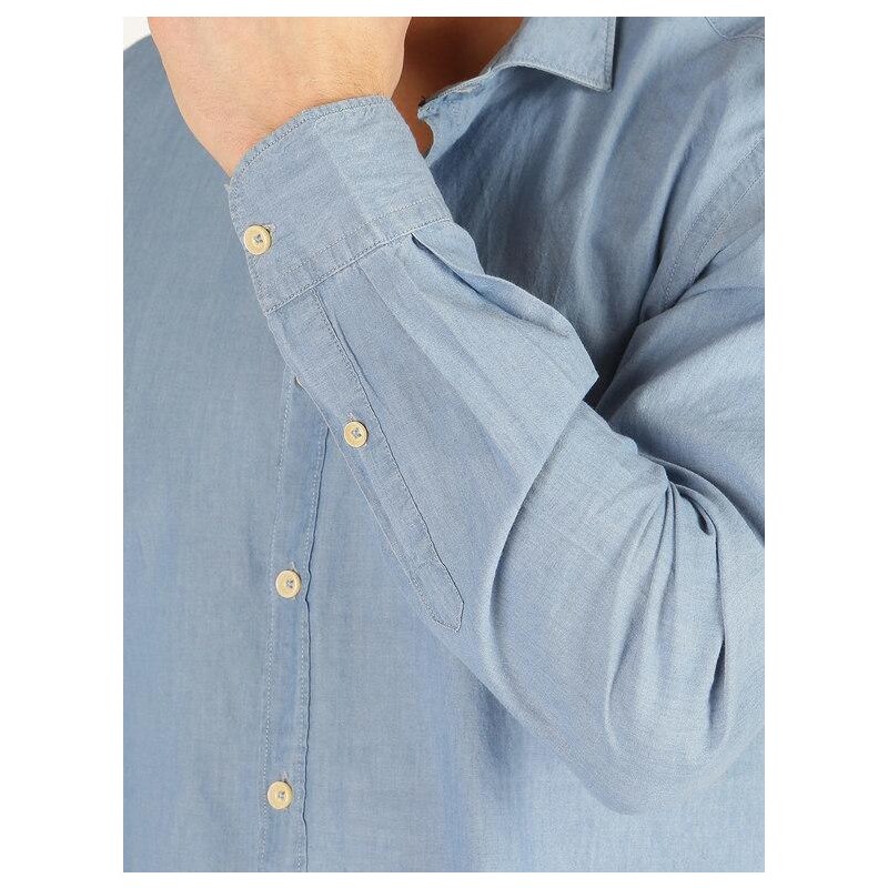 B-style Camicia In Cotone Blu Chiaro Classiche Uomo Taglia S