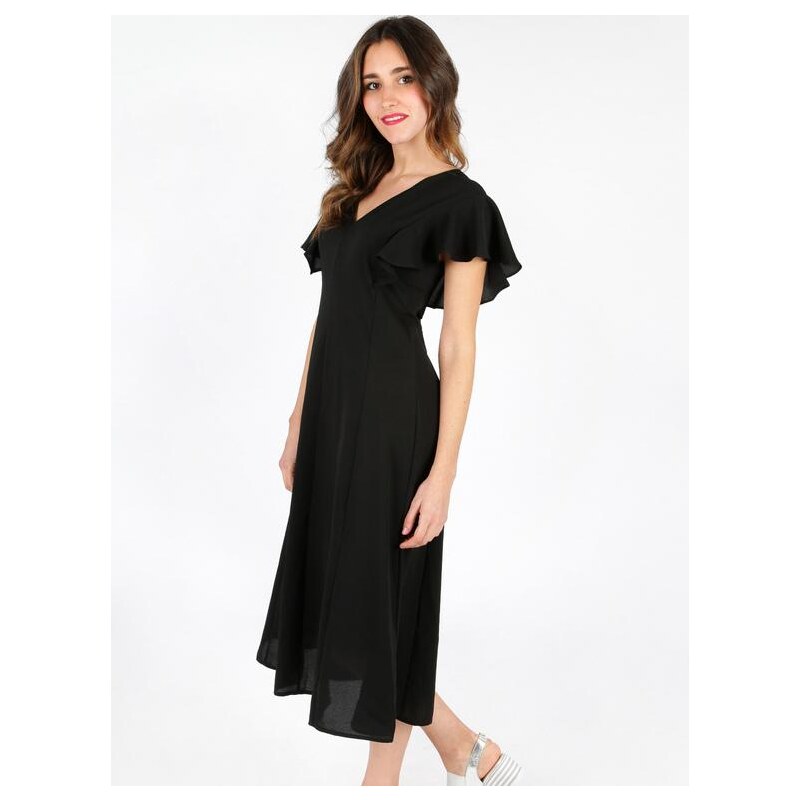 Jestoms Vestito Lungo Con Volant Scollo a V Vestiti Donna Nero Taglia S