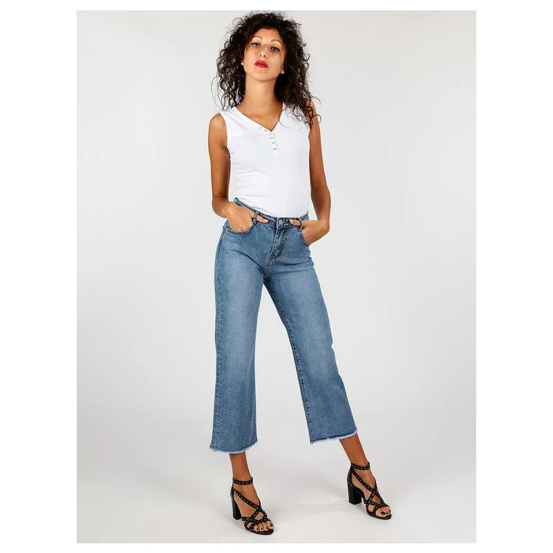 Farfallina Jeans a Gamba Larga Con Borchie Zampa Donna Taglia S
