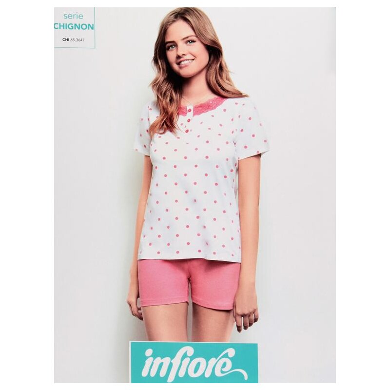 Infiore Pigiama Estivo Con T-shirt a Pois Donna Fucsia Taglia 46 - Stileo.it