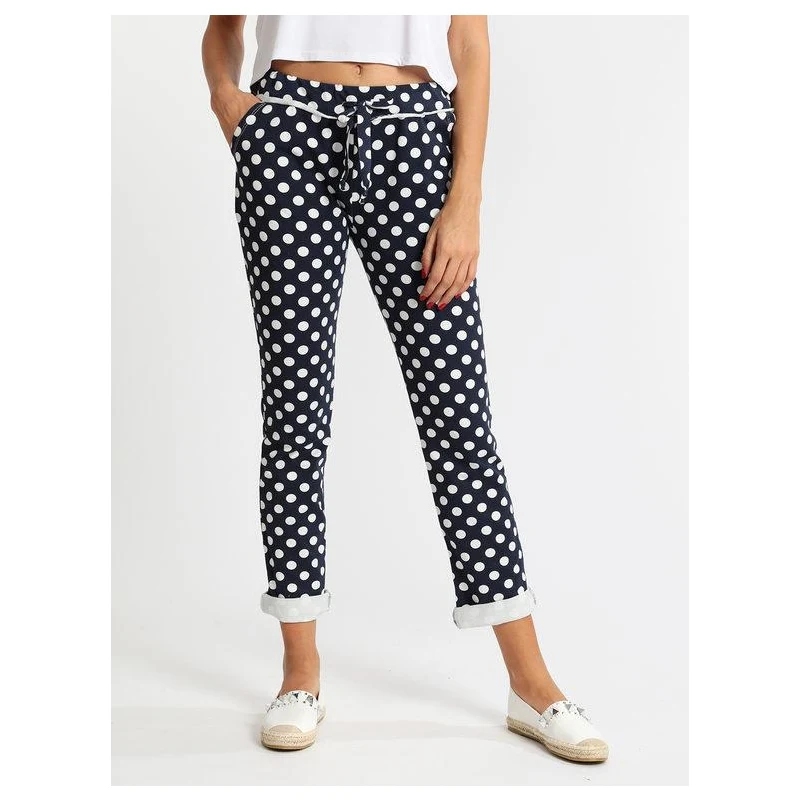 Solada Pantaloni a Pois In Cotone Casual Donna Blu Taglia Unica