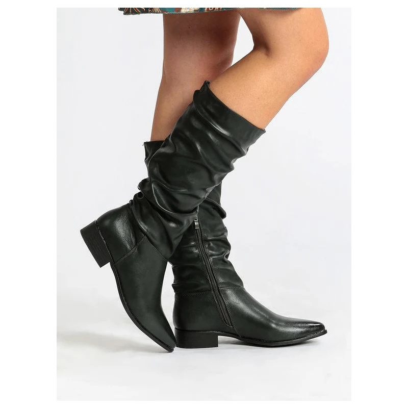 Stivali Donna Con Tacco A Plateau E Frange - In Pelle Sintetica, Stile Western - Foto 4