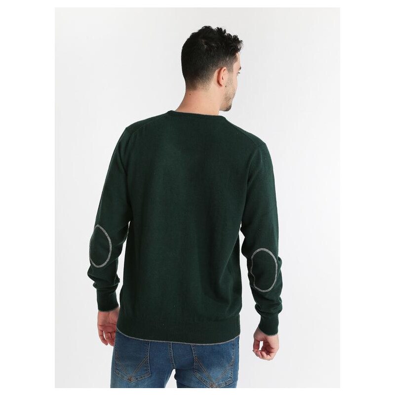 Coveri Collection Maglioncino Girocollo Con Toppe Pullover Uomo Verde Taglia L