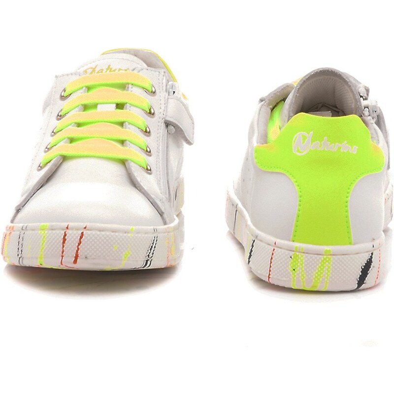 Naturino Scarpe Sneakers Basse Bambina Pelle Bianco-Multicolor