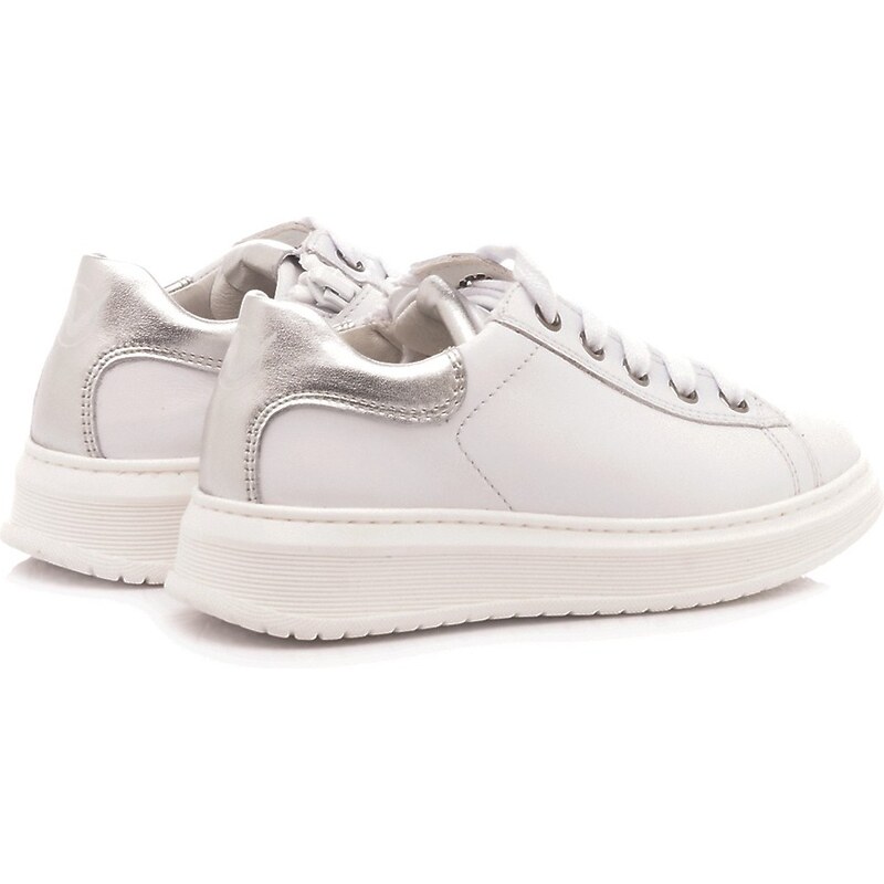Naturino Scarpe Sneakers Basse Bambina Pelle Bianco-Argento