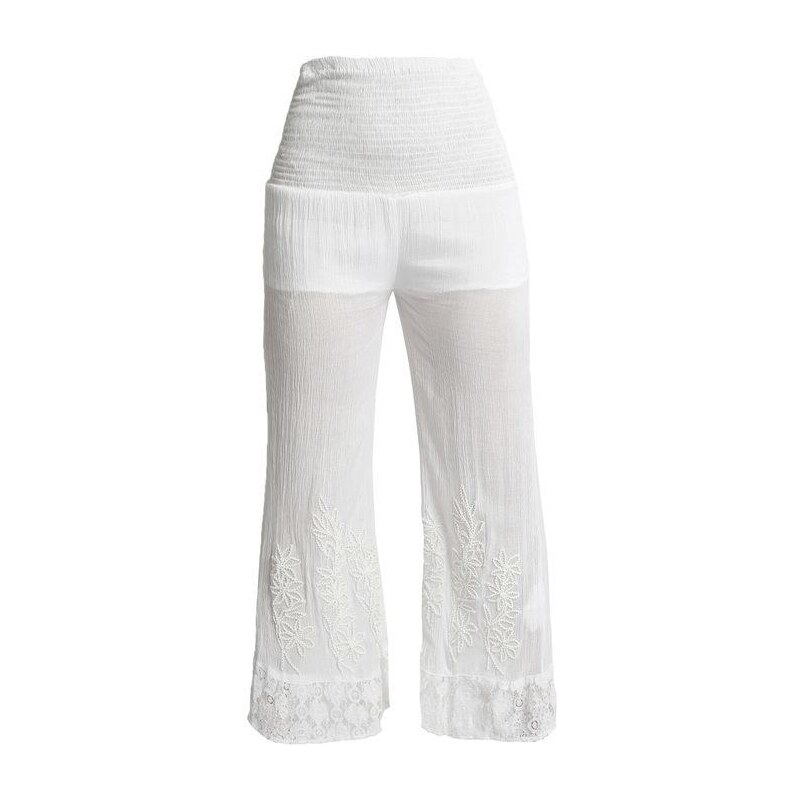 Positano Pantaloni a Vita Alta Con Gamba Larga Casual Donna Bianco Taglia Unica