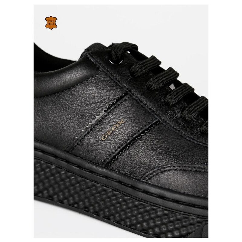 Geox D Licena B Sneakers In Pelle Con Platform Basse Donna Nero Taglia 36