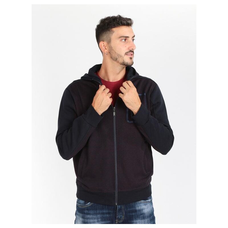 Coveri Moving Felpa Pesante Con Cappuccio E Zip Intera Pesanti Uomo Blu