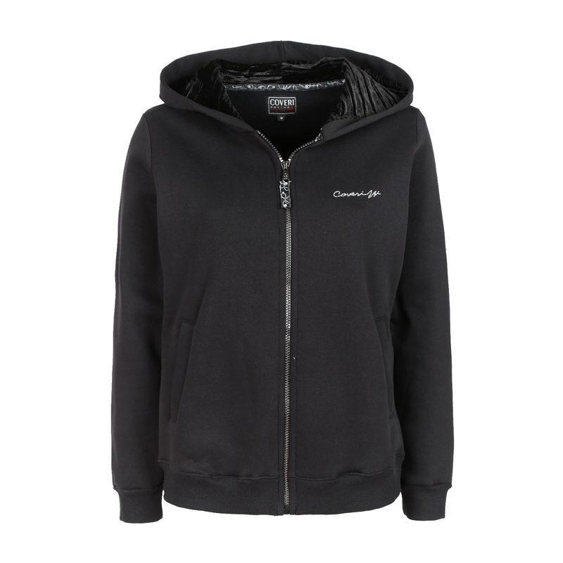 Coveri Moving Felpa Donna Pesante Con Zip E Cappuccio Pesanti Nero