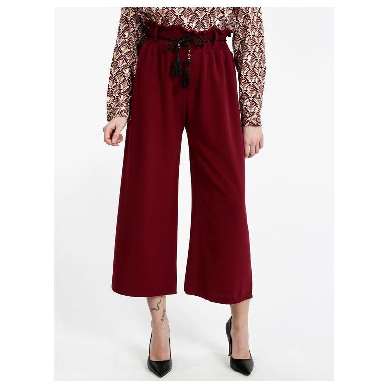 Solada Pantaloni Donna Culotte Tinta Unita Casual Rosso Taglia Unica