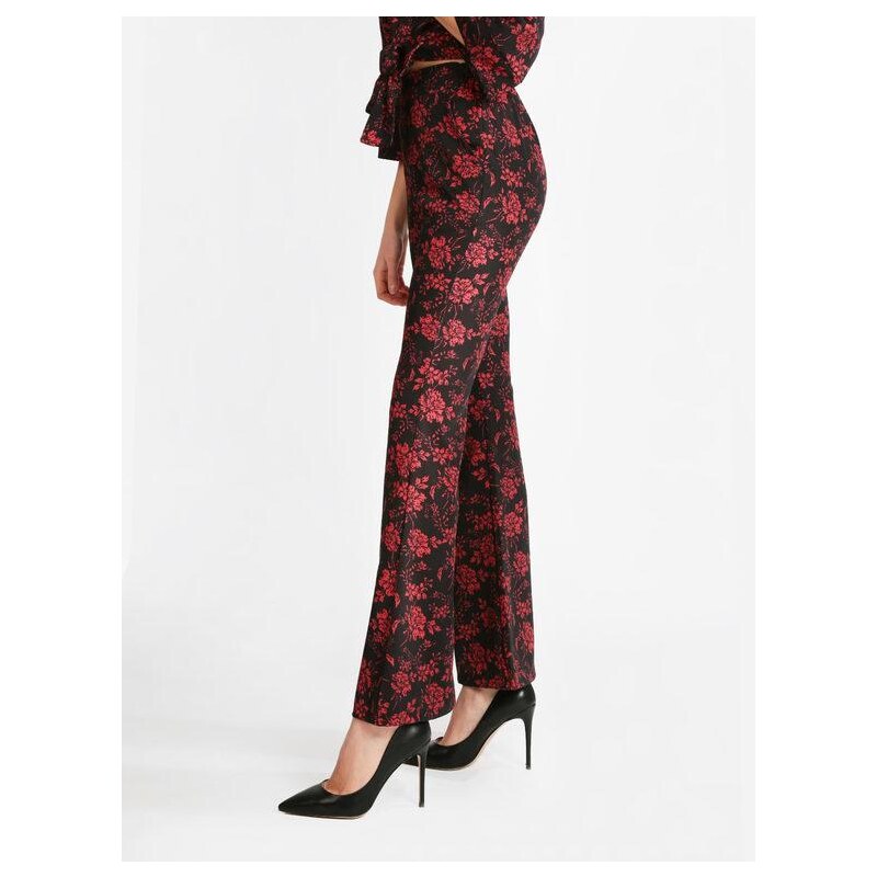 Solada Pantaloni Donna a Zampa Con Stampe Eleganti Rosso Taglia Unica
