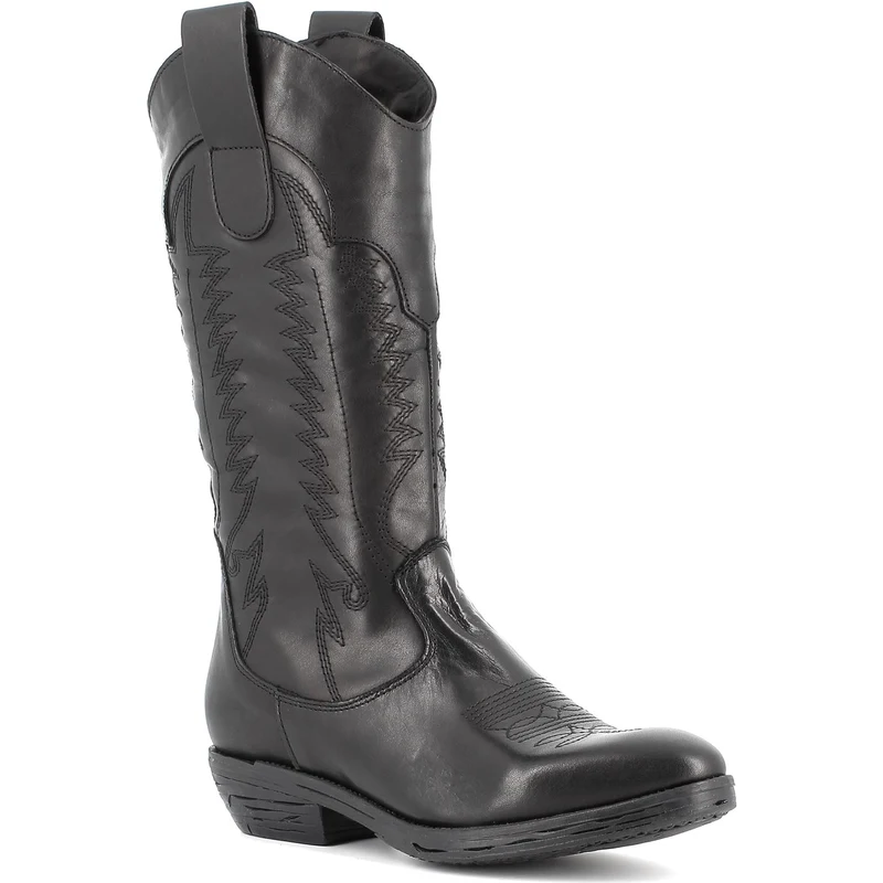 Riccianera Stivali Camperos in pelle con cerniera Nero