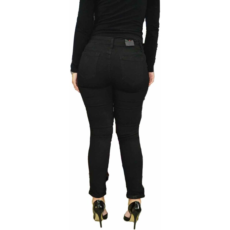 Made In Italy jeans donna nero pantaloni slim con strappi