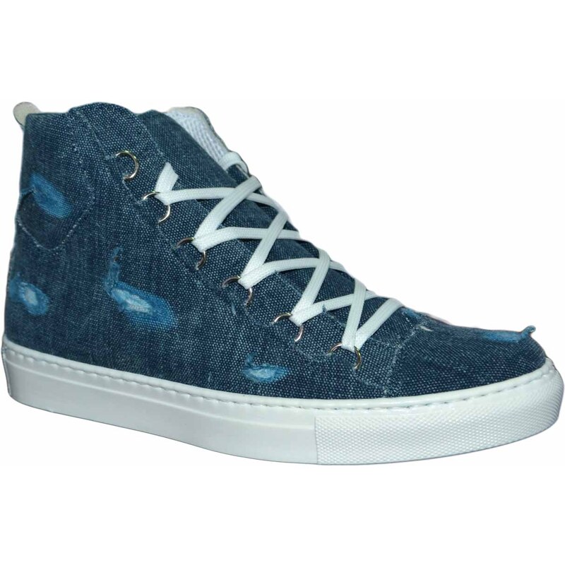 Malu Shoes Sneakers uomo alto jeans strappi made in italy fondo antiscivolo ultraleggero moda