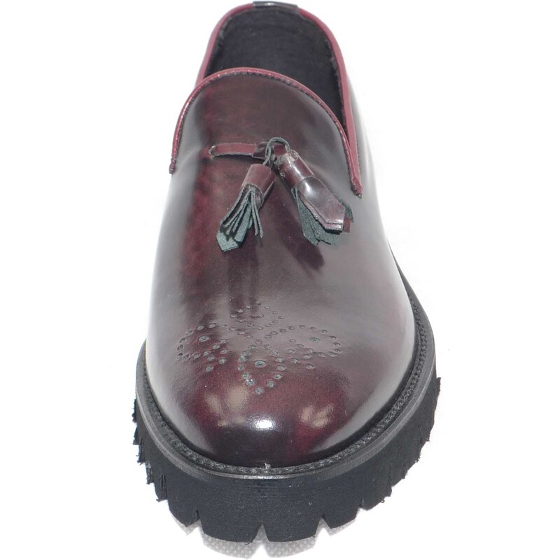 Malu Shoes scarpe uomo mocassino bordeaux scuro tinta unita fondo antiscivolo ultraleggero roccia nappe bordeaux made in italy