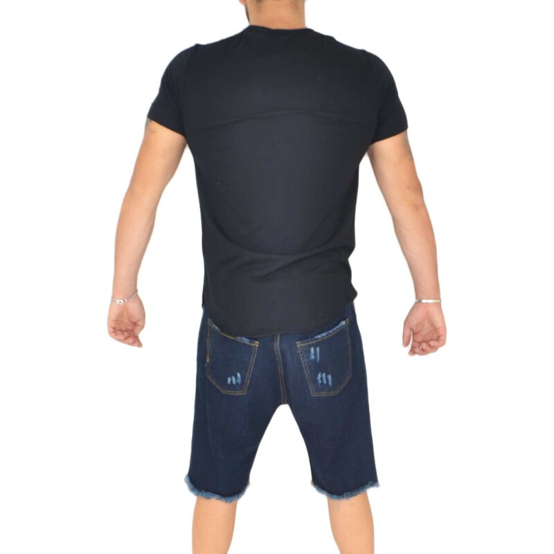 Malu Shoes T-shirt man uomo nero basic con stampa 3D a colori slim fit moda giovanile