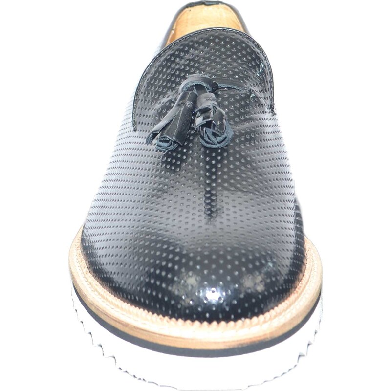 Malu Shoes Scarpe mocassino uomo nero con bon bon vera pelle abrasivato microforato fondo light ultraleggero Eva antiscivolo