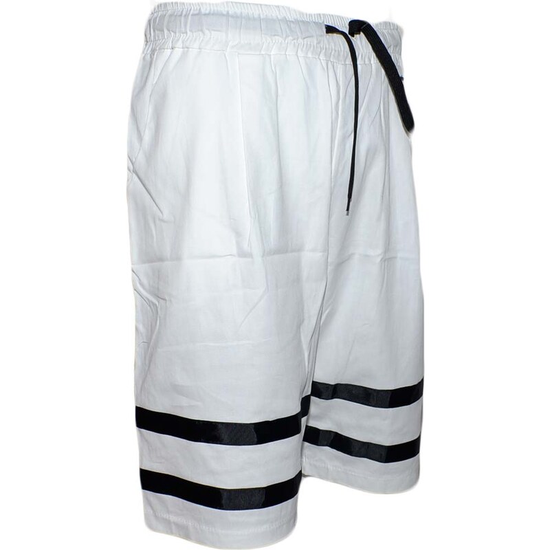 made in italy Pantalone corto uomo bermuda pantaloncini tuta bicolore bianco e nero molla moda streetwear