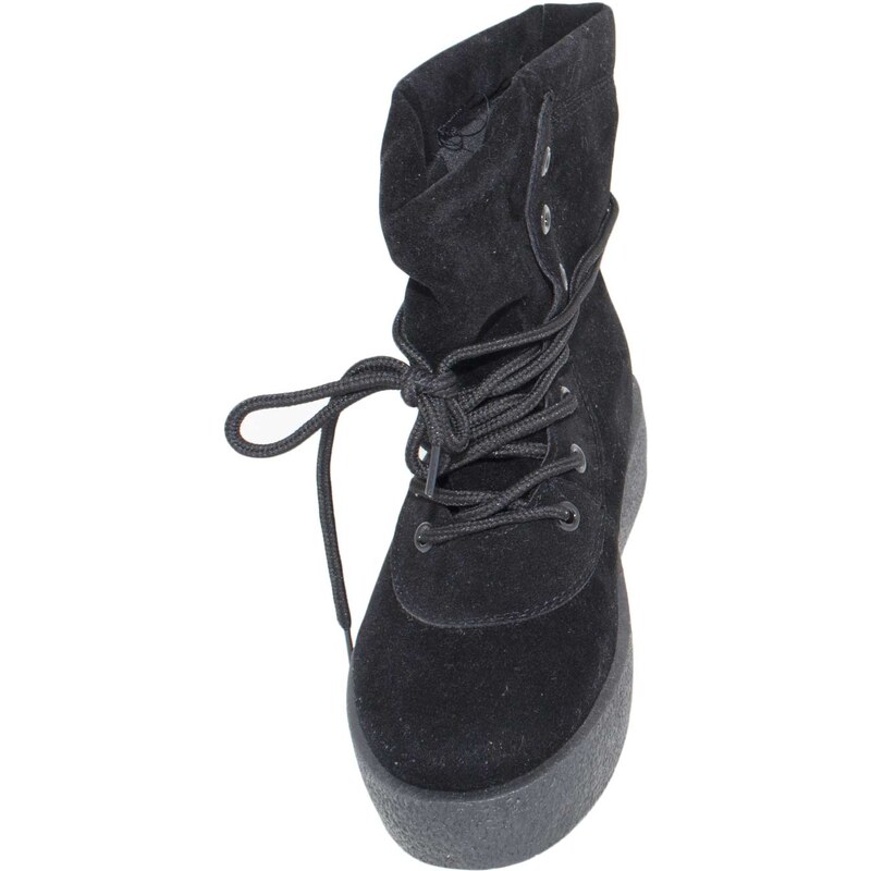 Malu Shoes Sneakers alta art.8667 in nabuk nero con fondo alto nero stile underground street style