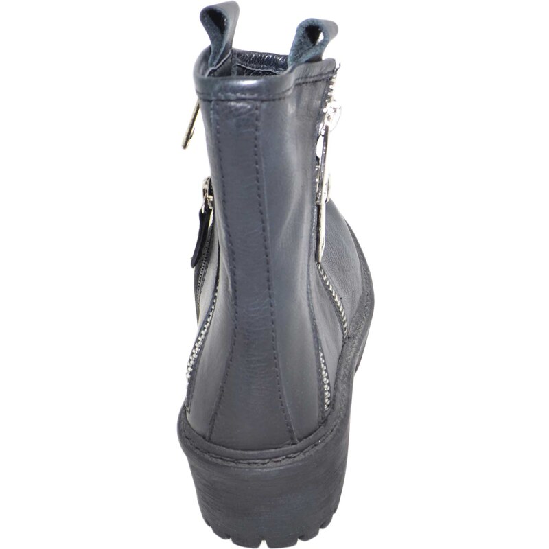 Malu Shoes Stivaletto donna art.st5544 nero in vera pelle con doppia zip comodo moda glamour