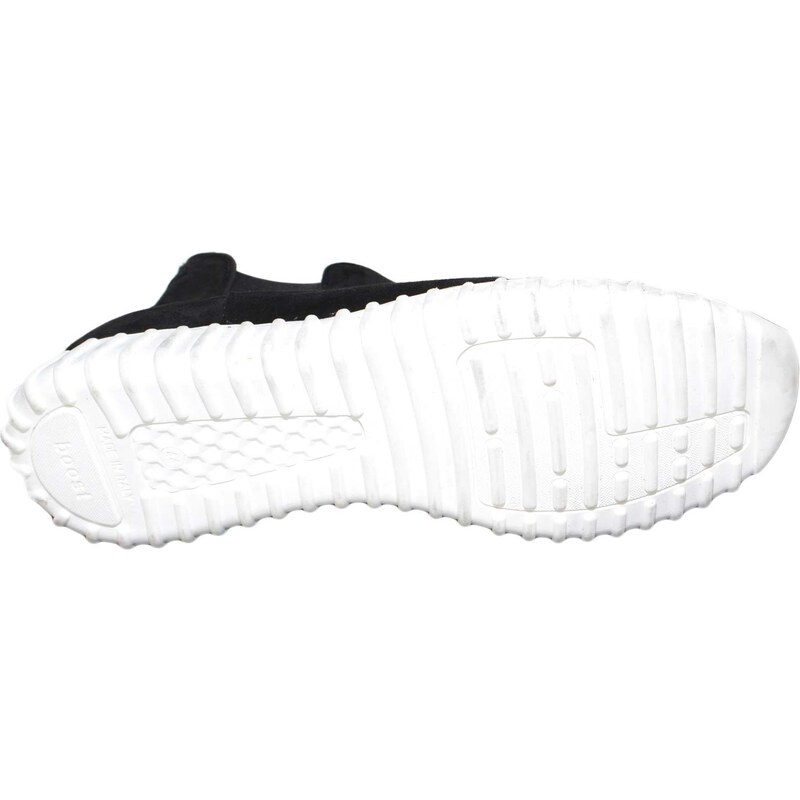 Malu Shoes Sneakers alta art.994 nero in camoscio fondo bianco running