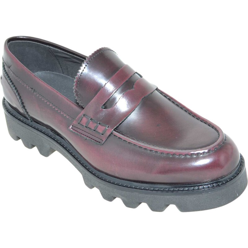 Malu Shoes Calzature uomo scarpe art.3432 mocassini college con bendina bordeaux fondo imperial antiscivolo made in italy