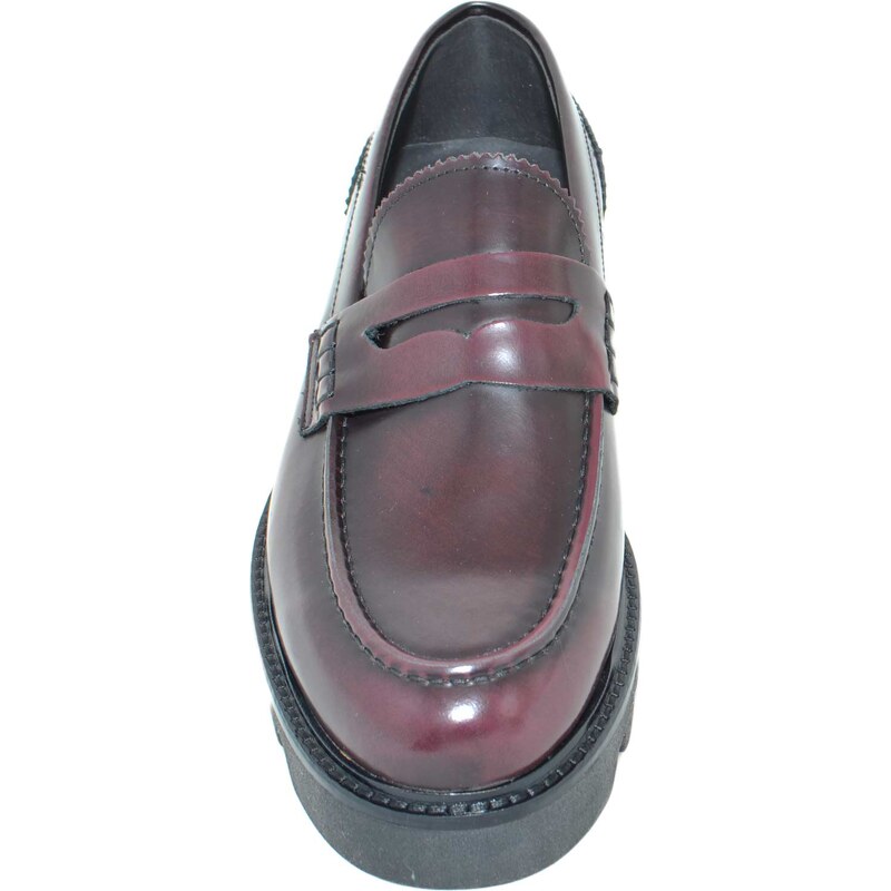 Malu Shoes Calzature uomo scarpe art.3432 mocassini college con bendina bordeaux fondo imperial antiscivolo made in italy