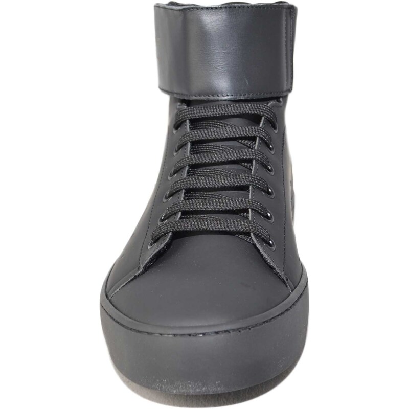 Sneakers alta art.340 keep time nera con strappo fondo nero antiscivolo moda comfort
