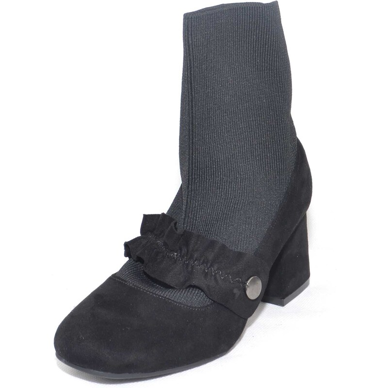 Malu Shoes scarpe donna tronchetto calzino moda slip on con mocassino base tacco comodo moda glamour