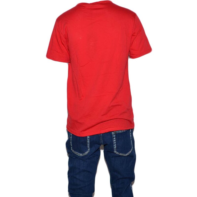 Malu Shoes T- shirt basic uomo in cotone elastico rosso corallo slim fit girocollo con cucitura in tinta made in italy
