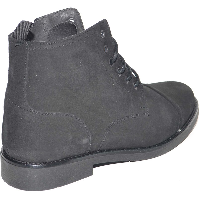 Malu Shoes Anfibio vintage in vera pelle camoscio nero spazzolato fondo gomma lacci in tinta chiusura con zip moda tendenza