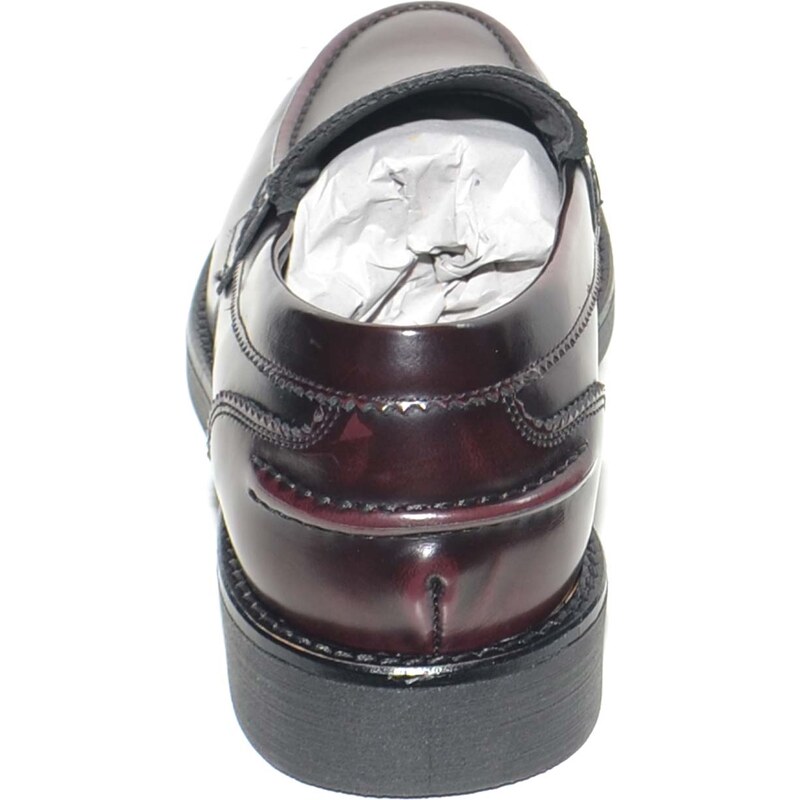 Malu Shoes Scarpe uomo mocassini inglese college vera pelle abrasivata bordeaux con bendina made in italy fondo gomma